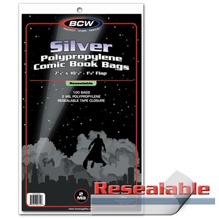 RESEALABLE SILVER REGULAR COMIC BAGS (PACK OF 100)