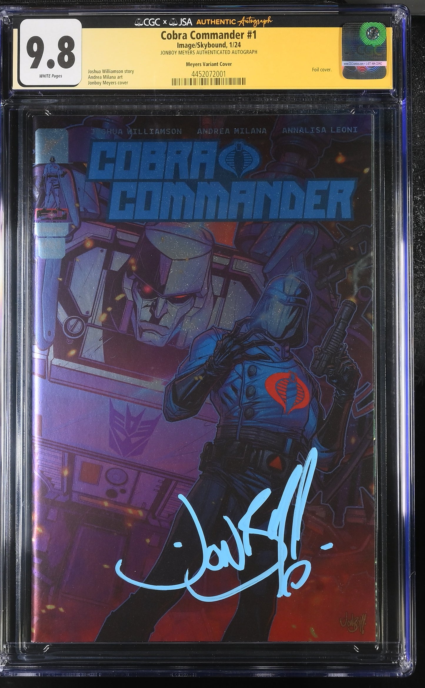 CGCxJSA 9.8 Cobra Commander 1 1:100 Jonboy Meyers Signed