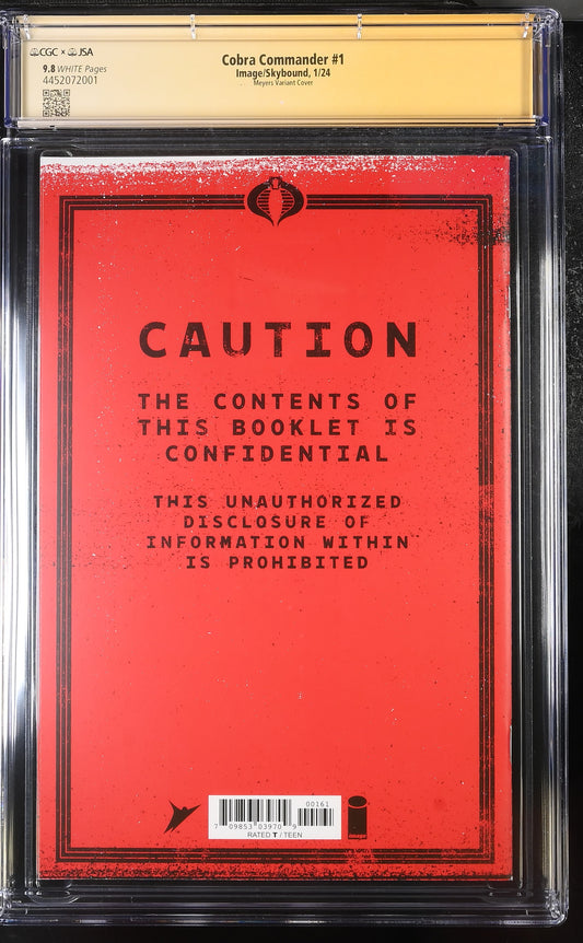 CGCxJSA 9.8 Cobra Commander 1 1:100 Jonboy Meyers Signed