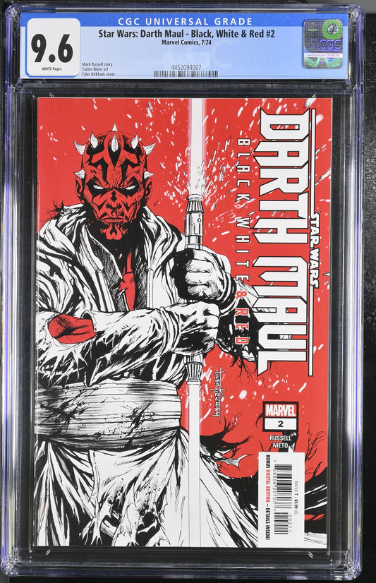 CGC 9.8 Star Wars: Darth Maul - Black, White & Red 2 Tyler Kirkham Cover