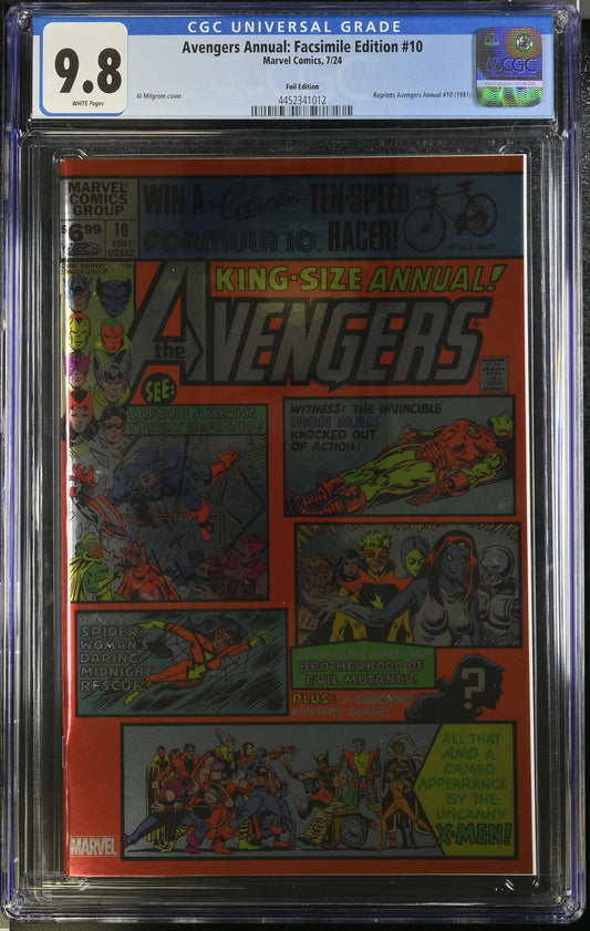 CGC 9.8 Avengers Annual: Foil Facsimile Edition 10